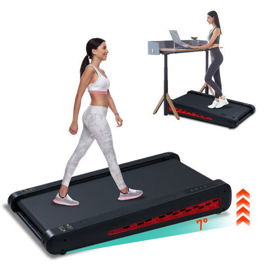 7 Incline Walking Pad Treadmill  Portable Compact Treadmills Under Desk Treadmill, Incline Treadmills For Home Office, Upright Stand, 2.55HP Portable Treadmill With 220 Lbs Capacity LED Display